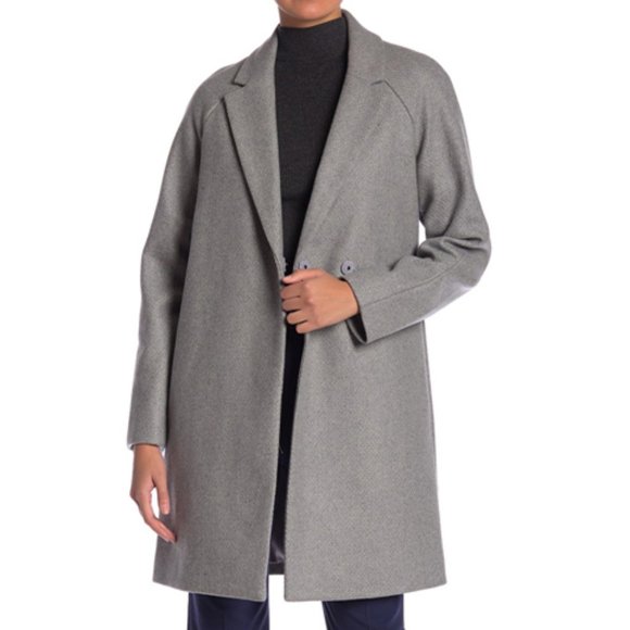 NWT $535 Theory Haloki Wool Blend Coat in Grey SIZE S - Picture 8 of 8